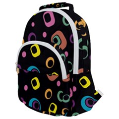 Abstract Background Retro 60s 70s Rounded Multi Pocket Backpack