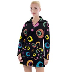 Abstract Background Retro 60s 70s Women s Long Sleeve Casual Dress by Apen