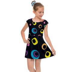 Abstract Background Retro 60s 70s Kids  Cap Sleeve Dress