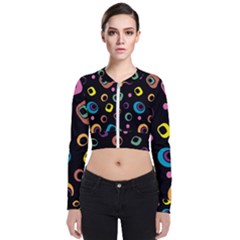 Abstract Background Retro 60s 70s Long Sleeve Zip Up Bomber Jacket by Apen