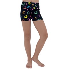 Abstract Background Retro 60s 70s Kids  Lightweight Velour Yoga Shorts by Apen