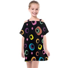 Abstract Background Retro 60s 70s Kids  One Piece Chiffon Dress by Apen