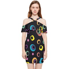 Abstract Background Retro 60s 70s Shoulder Frill Bodycon Summer Dress by Apen