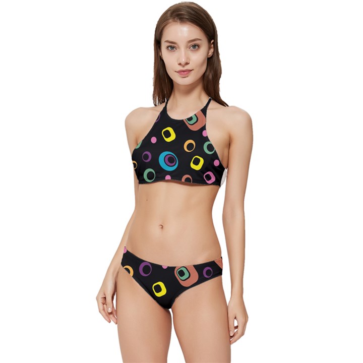 Abstract Background Retro 60s 70s Banded Triangle Bikini Set