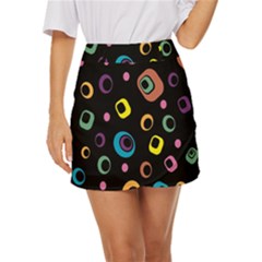 Abstract Background Retro 60s 70s Mini Front Wrap Skirt