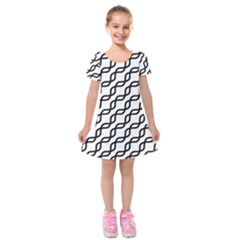 Diagonal Stripe Pattern Kids  Short Sleeve Velvet Dress by Apen