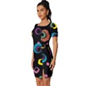 Abstract Background Retro 60s 70s Fitted Knot Split End Bodycon Dress View2