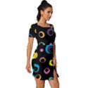 Abstract Background Retro 60s 70s Fitted Knot Split End Bodycon Dress View3