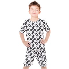 Diagonal Stripe Pattern Kids  T-shirt And Shorts Set by Apen