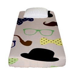 Moustache Hat Bowler Bowler Hat Fitted Sheet (single Size) by Apen