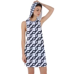 Diagonal Stripe Pattern Racer Back Hoodie Dress by Apen