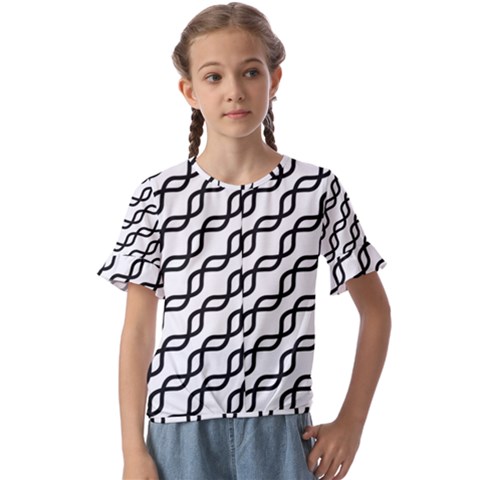 Diagonal Stripe Pattern Kids  Cuff Sleeve Scrunch Bottom T-shirt by Apen