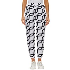 Diagonal Stripe Pattern Women s Cropped Drawstring Pants by Apen