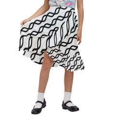 Diagonal Stripe Pattern Kids  Ruffle Flared Wrap Midi Skirt by Apen