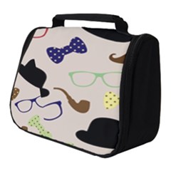 Moustache Hat Bowler Bowler Hat Full Print Travel Pouch (small) by Apen