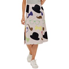 Moustache Hat Bowler Bowler Hat Midi Panel Skirt by Apen