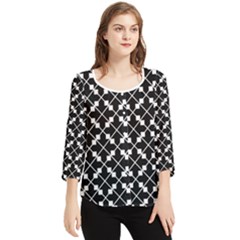 Abstract Background Arrow Chiffon Quarter Sleeve Blouse by Apen