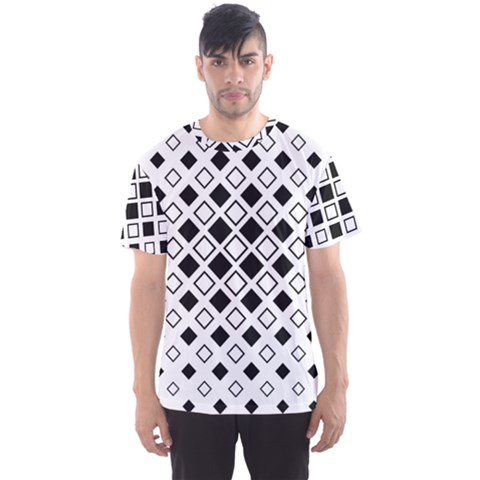 Square Diagonal Pattern Monochrome Men s Sport Mesh T-shirt by Apen