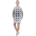 Square Diagonal Pattern Monochrome Women s Long Sleeve Casual Dress View2