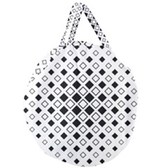 Square Diagonal Pattern Monochrome Giant Round Zipper Tote