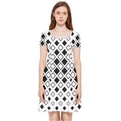 Square Diagonal Pattern Monochrome Inside Out Cap Sleeve Dress by Apen