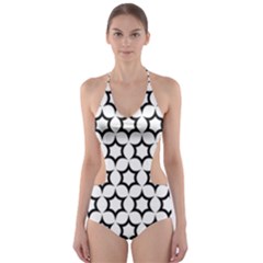 Pattern Star Repeating Black White Cut-out One Piece Swimsuit by Apen