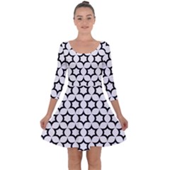 Pattern Star Repeating Black White Quarter Sleeve Skater Dress by Apen