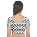 Pattern Star Repeating Black White Velvet Short Sleeve Crop Top  View2