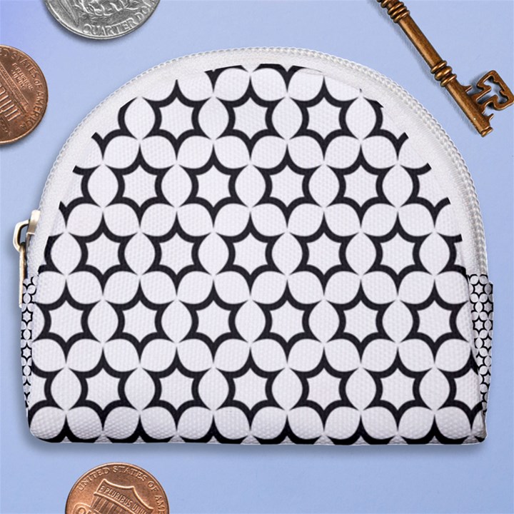 Pattern Star Repeating Black White Horseshoe Style Canvas Pouch