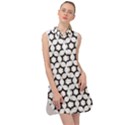 Pattern Star Repeating Black White Sleeveless Shirt Dress View1