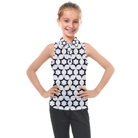 Pattern Star Repeating Black White Kids  Sleeveless Polo T-shirt by Apen