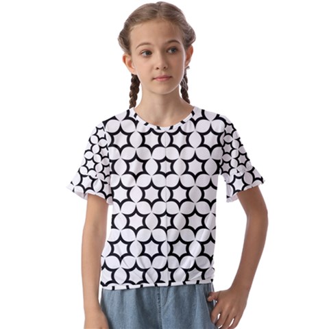 Pattern Star Repeating Black White Kids  Cuff Sleeve Scrunch Bottom T-shirt by Apen