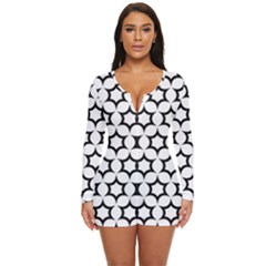 Pattern Star Repeating Black White Long Sleeve Boyleg Swimsuit by Apen