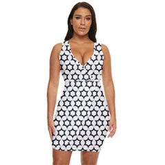 Pattern Star Repeating Black White Draped Bodycon Dress by Apen