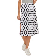 Pattern Star Repeating Black White Midi Panel Skirt by Apen