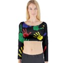 Ellipse Pattern Background Long Sleeve Crop Top View1