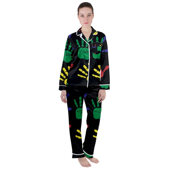 Ellipse Pattern Background Women s Long Sleeve Satin Pajamas Set	