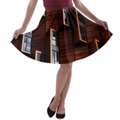 Abstract Architecture Building Business A-line Skater Skirt by Amaryn4rt