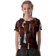 Abstract Architecture Building Business Kids  Frill Chiffon Blouse by Amaryn4rt