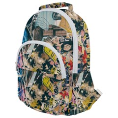 Art Graffiti Abstract Vintage Lines Rounded Multi Pocket Backpack by Amaryn4rt