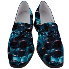 Blue Abstract Balls Spheres Women s Chunky Heel Loafers by Amaryn4rt