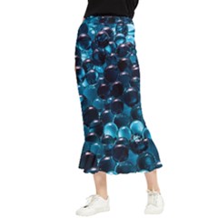 Blue Abstract Balls Spheres Maxi Fishtail Chiffon Skirt by Amaryn4rt