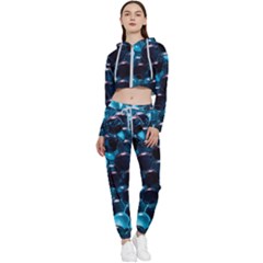 Blue Abstract Balls Spheres Cropped Zip Up Lounge Set by Amaryn4rt