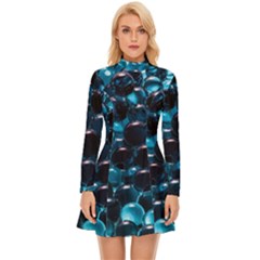 Blue Abstract Balls Spheres Long Sleeve Velour Longline Dress by Amaryn4rt