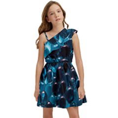 Blue Abstract Balls Spheres Kids  One Shoulder Party Dress by Amaryn4rt