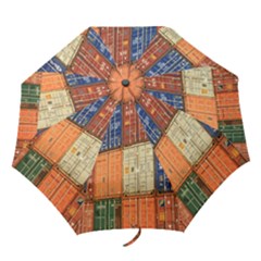 Blue White Orange And Brown Container Van Folding Umbrellas by Amaryn4rt