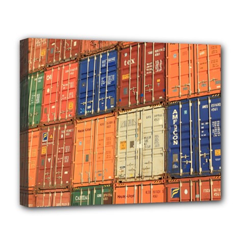 Blue White Orange And Brown Container Van Deluxe Canvas 20  X 16  (stretched) by Amaryn4rt