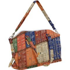 Blue White Orange And Brown Container Van Canvas Crossbody Bag by Amaryn4rt