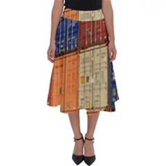 Blue White Orange And Brown Container Van Perfect Length Midi Skirt by Amaryn4rt