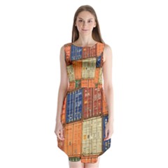 Blue White Orange And Brown Container Van Sleeveless Chiffon Dress   by Amaryn4rt